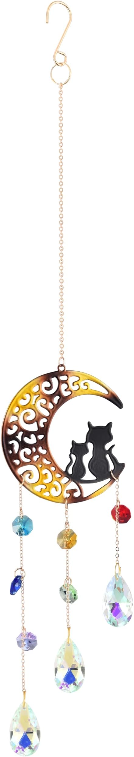 Moon Crystal Suncatcher, Hanging Garden Suncatchers, Crescent Moon Crystal Decoration for Window & Garden, Decorative Hanging Ornament
