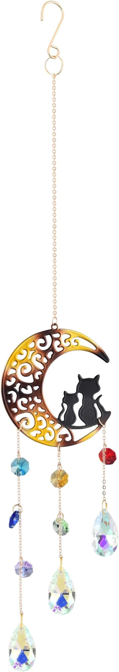 Moon Crystal Suncatcher, Hanging Garden Suncatchers, Crescent Moon Crystal Decoration for Window & Garden, Decorative Hanging Ornament