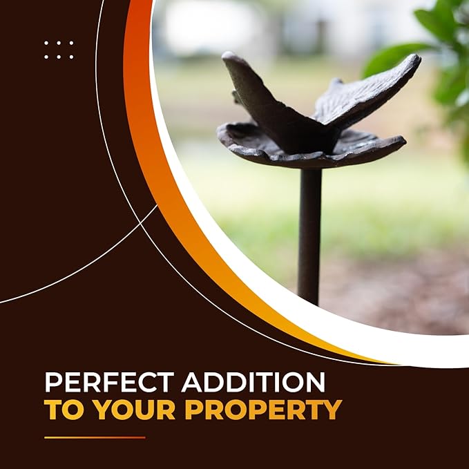 Carvers Olde Iron Decorative Garden Hose Guide Stake – 19" Solid Aluminum Heavy Duty Hose Protector for Landscaping, Flower Beds & Yard Edging - Butterfly