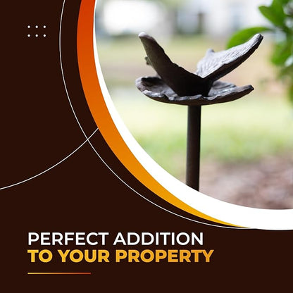 Carvers Olde Iron Decorative Garden Hose Guide Stake – 19" Solid Aluminum Heavy Duty Hose Protector for Landscaping, Flower Beds & Yard Edging - Butterfly