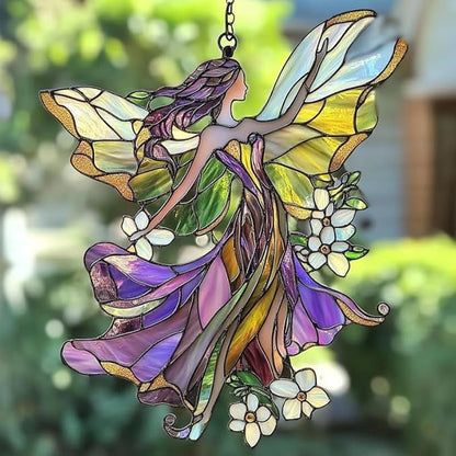 2D Fairies Flower Acrylic Window Hanging Stained Wall Decoration Lover Gift for Mom Grandma Or Special Occasions Suncatchers Indoor Window Suncatchers Windows