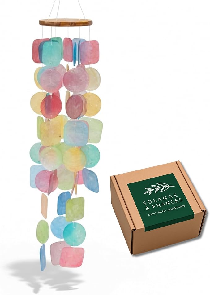 Solange & Frances Rainbow Wind Chimes for Outside. Spring Porch Decor Windchime Outdoors, Home Decor, Wind Chimes Garden Decor and Front Porch Decor. Unique Birthday Gifts, for Mom
