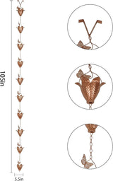 TZSSP Rain Chains Decorative Rain Chain Bell with 10 Cups, Rain Chain for Gutters,8-1/2 Length,102 Inch,Butterfly