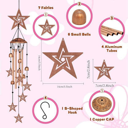 Wind Chimes for Outside, Melodious Melodic Tones Star Style Windchimes Suitable for Outdoor Garden Patio Porch Decor, Unique 33“ Metal Memorial Wind Chimes Friendship Gifts for Women