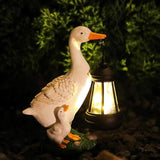 Garden Duck Statue with Solar Lantern, 7.7 Inches Resin White Duck Figurines Light Yard Art Sculpture Outdoor Decor for Patio Lawn Backyard Porch Ornaments