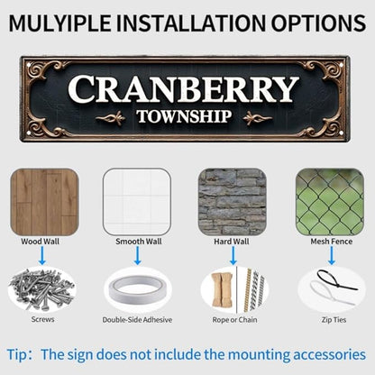 Funny Kitchen Tin Signs 16x4 Inches Cranberry Township Vintage Design - Ideal for Kitchen, Dining Room & Patio | Unique Metal Kitchen Sign