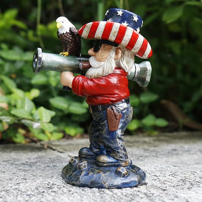 Funny Military Garden Gnome Statue - 7.42 Inch Army Decor for Yard Outdoor Lawn, Weather-Resistant Resin Gnomes Decorations