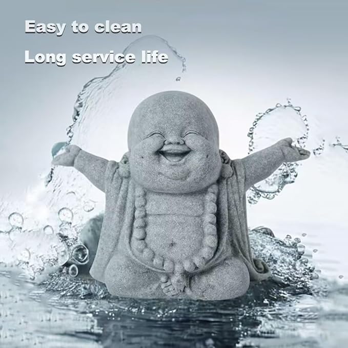 Mini Monk Buddha Statue Sandstone Statues Zen Monk Praying Statue Sculptures for Wealth Good Luck Feng Shui Decor Home Fish Tank Aquarium Garden (Style 4)