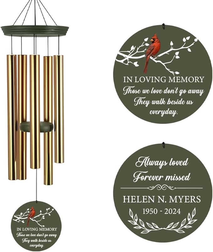 ASTARIN Cardinal Memorial Wind Chimes, 36" Personalized Name Sympathy Wind Chime, Windchimes in Memory of Loved One, Bereavement Condolence Gift for Loss Mom Dad Sister Son(Produced in USA)