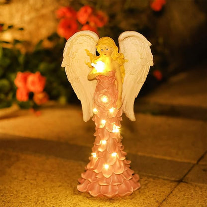 Solar Angel Garden Statues Outdoor with LED Lights –Garden Angel Figurine- Outdoor Lawn Decor Garden Figurine for Patio, Balcony, Yard, Ornament - Unique Housewarming Gifts