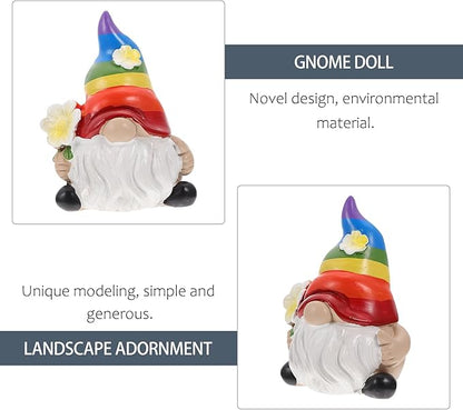Cabilock Rainbow Gnome Garden Statue Scandinavian Tomte Nisse Figurine Gay Pride LGBTQ Cheer Up Decorations for Home Farmhouse Kitchen Decor (2.7x4.3 inch)