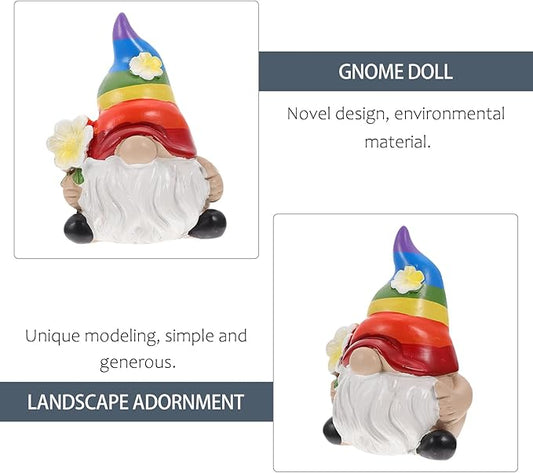 Cabilock Rainbow Gnome Garden Statue Scandinavian Tomte Nisse Figurine Gay Pride LGBTQ Cheer Up Decorations for Home Farmhouse Kitchen Decor (2.7x4.3 inch)