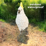 Decorative Parrot Garden Statue, Garden Decor Sculptures Statues Outdoor, Cockatoo Bird Tropical Indoor Desk Decor, Yellow White, 14.96 inches high