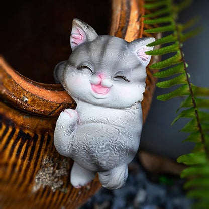 Cat Flower Pot Huggers for Flower Pots, Cute Plant Pot Hanger Ornaments, Funny Plant Decorations for Pots, Resin Cat Figurines for Garden Planters Edge Hanging Decor (C)