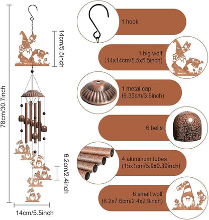 OLYCRAFT Gnome Wind Chimes Outdoors Wind Chime Sympathy Memorial Windchime Iron Windchime Memorial Presents Hanging Windbell for Patio Backyard Home Garden Pendant Decoration - 30.7 Inch