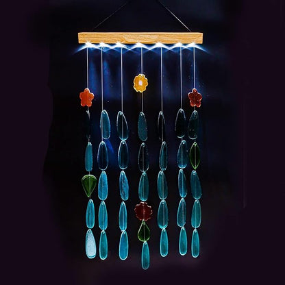 Solar Wind Chimes with Lights - Unique Glass Hanging Wind Chime for Outdoor Decor, Perfect for Garden, Patio, and Yard