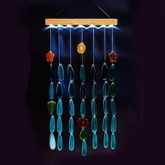 Solar Wind Chimes with Lights - Unique Glass Hanging Wind Chime for Outdoor Decor, Perfect for Garden, Patio, and Yard