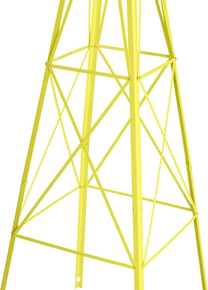 Metal Windmill for Garden Yard Decor, 8ft Tall Windmill Pinwheels Outdoor with Spinning Blades, Weather Vanes Lawn Ornaments, Weather-Resistant, Yellow