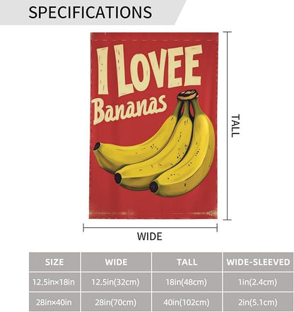 I Love Bananas Garden Flag Double Sided Flags For Room Outside Yard Flag Outdoor Banner Wall Art Hanging 28"X40"
