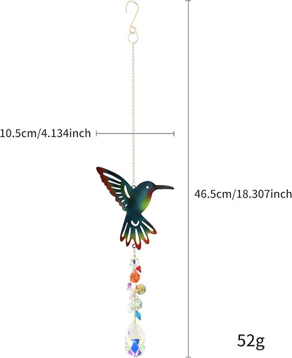 Hummingbird Crystal Suncatcher, Hanging Garden Suncatchers, Hummingbird Crystal Decoration for Window & Garden, Decorative Hanging Ornament