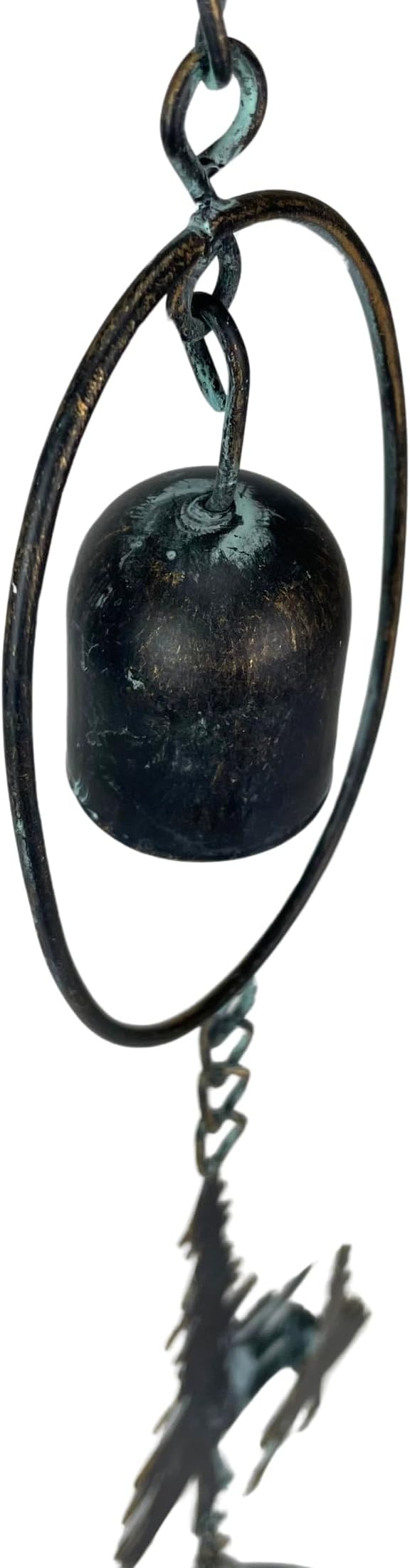 Things2Die4 70-Inch Metal Rain Chain with 5 Forest Tree Silhouettes & Zen Bells, Dark Verdigris Finish, 3.25-Inch Diameter, Decorative and Functional Downspout Alternative