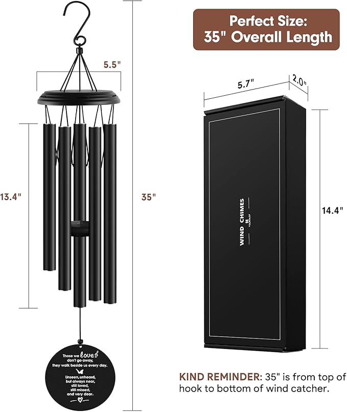 YOUNTASY Wind Chimes for Loss of Loved One Prime, Windchimes in Memory of a Loved One, Father Mother Bereavement/Sympathy/Memorial Gifts for Remembrance, 35in