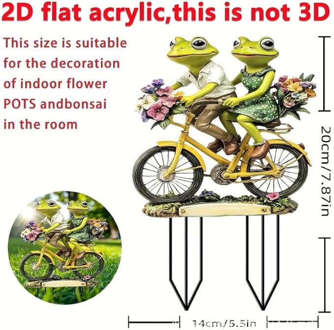 2D Love Frog Acrylic Garden Stake Decorative Yard Lawn Planter Outdoor Ornament (#02 Style)
