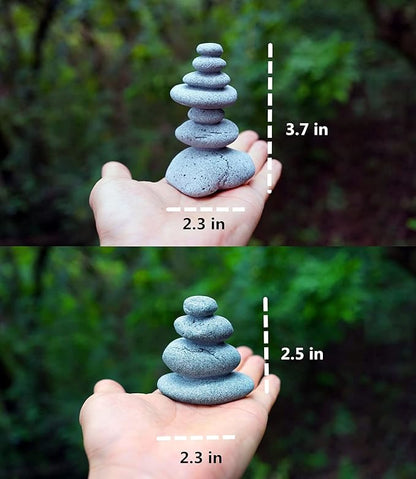 2 PCS Zen Stacking Stones, Handmade Rocks Statues Japanese Garden Decor, Office Relaxing Yoga Meditation Accessories (2 PCS)