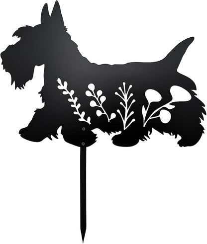 Dog Garden Stake - Unique Gift for Dog Lovers, Black Metal Outdoor Decor, Durable Yard Art Statue (Scottish Terrier)
