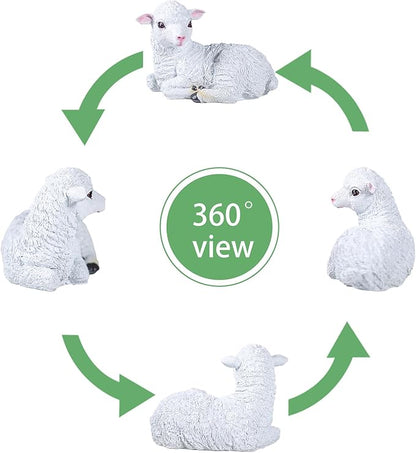 Outdoor Resin Sheep Sculpture Decoration Garden Farm Yard Gift Artificial Lamb Sculpture 5.9 x 3.9 x 3.5 inches