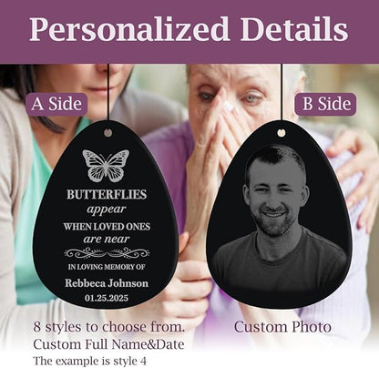 Personalized Memorial Wind Chimes for Outside Custom Photo with Name & Date, in Loving Memory - Sympathy Gifts - Keepsake Loss of Beloved One