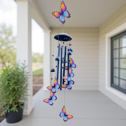 Wind Chimes for Outside,Metal Windchimes Outdoors,Wind Bells Hanging Decorate for Patio,Garden,Backyard or Porch,Gardening Gifts for Bird Lover,Women,Men/Mom, Birthday Party Decorations.(Butterfly)