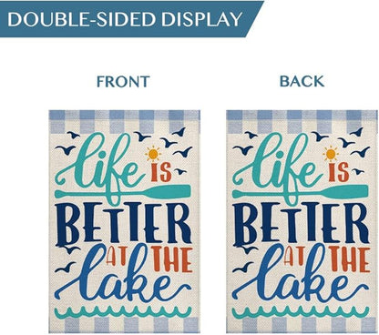 AVOIN colorlife Life Is Better At The Lake House Flag 28x40 Inch Double Sided Outside, Lakeside Holiday Yard Outdoor Decoration