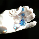 20pcs Maple Leaf Crystal Chandelier Prisms Pendant Replacement Connected Crystal Glass Octagon Beads Hanging Chandelier Decoration 38mm (Mid Blue)