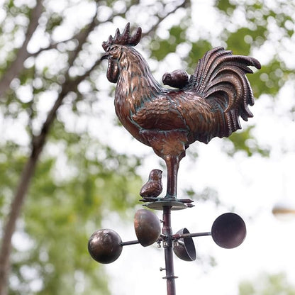 Metal Rooster w/Chicks Garden Spinner for Outside,79" Large Kinetic Wind Spinner for Yard and Garden Outdoor Decor,Antique Copper Chicken Wind Sculpture,Metal Yard Art for Patio Lawn Decorations