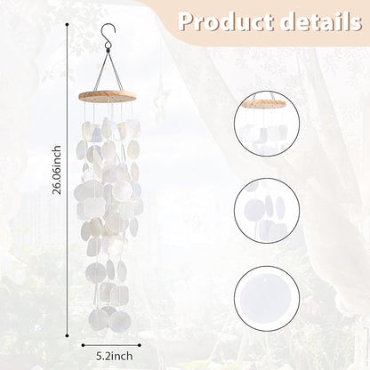 MUMTOP Shell Wind Chimes for Outside Clearance, Tropical White Capiz Shell Wind Chime for Patio,Indoor,Outdoor,Garden,Yard,Coastal,Beach Decor or Gifts for Women,Girl