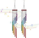 2 Pack Wind Chimes for Outside Wooden Sympathy Wind Chimes Memorial Wind Chime with 12 Aluminum Tubes and Hook Memorial Gift Decoration for Home Patio Outdoor Garden