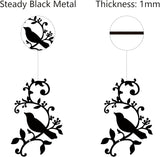 CREATCABIN Metal Bird Wall Decor Birds on The Branch Art Iron Wall Signs Hanging Metal Ornament Sculpture Leaves for Balcony Garden Home Living Room Decoration Outdoor Indoor Gifts Black 11.8x7.8Inch