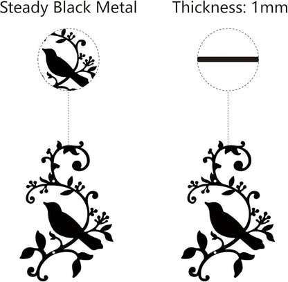 CREATCABIN Metal Bird Wall Decor Birds on The Branch Art Iron Wall Signs Hanging Metal Ornament Sculpture Leaves for Balcony Garden Home Living Room Decoration Outdoor Indoor Gifts Black 11.8x7.8Inch