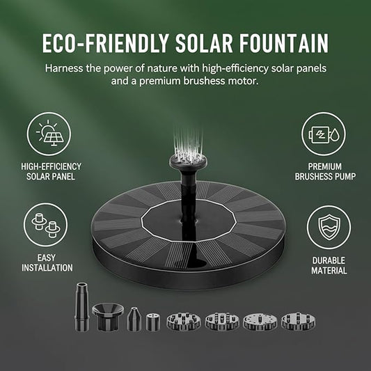 Solar Fountain Pump,Floating Solar Water Pump for Pond, Outdoor Water Feature for Garden, Pool, Patio, Lawn & Garden Decor (5.1inch)