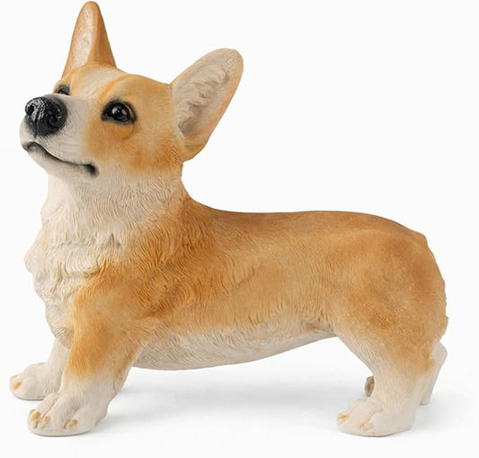Brown Corgi Statues Outdoor Decorative, Dog Memorial Statue for Yard Lawn Patio Porch, Garden Pet Grave Marker Figures,