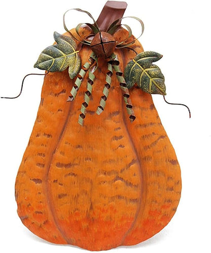 Linfevisi Metal Pumpkin Decor for Outside Standing Pumpkin Sign Flat Fall Porch Decor Yard Pumpkins Statue Outdoor Fall Decorations for Home Shelf Autumn Thanksgiving Halloween Garden Kitchen 13.5"