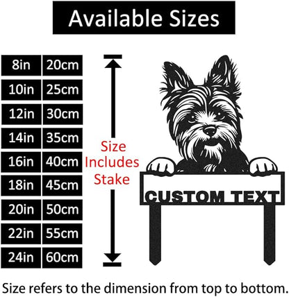 Custom Yorkshire Terrier Yard Sign with Stakes, Personalized Metal Garden Stake Lawn Sign with Dog Sculpture Animal Plaque, Customized Dog House Decor Garden Sign for Outdoor Lawn Backyard