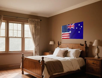 USA Australia Combination Flag 6X10FT, American Australian Flags,Both Sides Printed, Men Women Banner,Vibrant Colors, Double Stitched with 2 Brass Grommets, Bar Garden Street Decoration, GYM, Office Decor,Indoor Outdoor Use,Gifts. (US-AUS-Z, 6x10ft)
