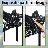 WADORN 2 Styles Flying Pig Metal Decorative Garden Stakes, Funny Pig Flowers Metal Silhouette Statues Animal Garden Ornament Gifts Black Yard Art Decoration for Outdoor Backyard Patio Lawn Walkways