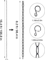 Generic 16.5 FT Matte Black Rain Chain with Hooks - Rain Chains for Outside - Adjustable Rain Catcher Chains with Bell for Eaves Drainage - Easy Install (Black), YL001