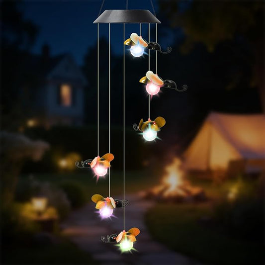 Solar Bee Wind Chimes for Outside Garden, Patio, Yard – Decor for Festivals/Birthday/Christmas, for Women Mom Home Garden Patio Decor