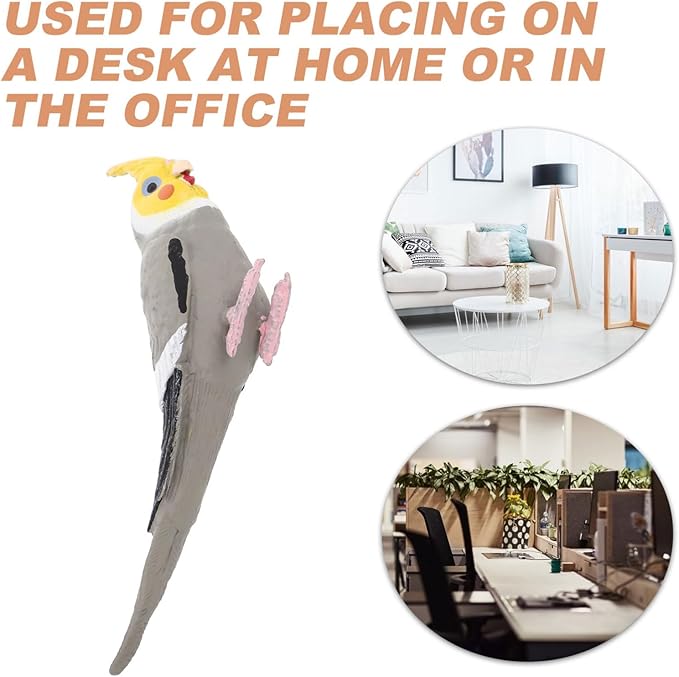 Totority Realistic Cockatiel Ornament 3.74In Solid Bird Figurine Lifelike Parrot Model for Home Office Outdoor Decor Wildlife Sculpture