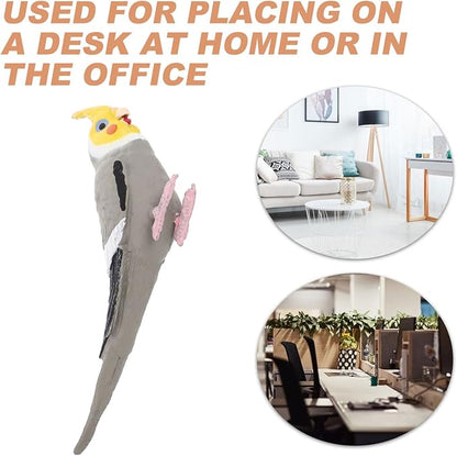 Totority Realistic Cockatiel Ornament 3.74In Solid Bird Figurine Lifelike Parrot Model for Home Office Outdoor Decor Wildlife Sculpture