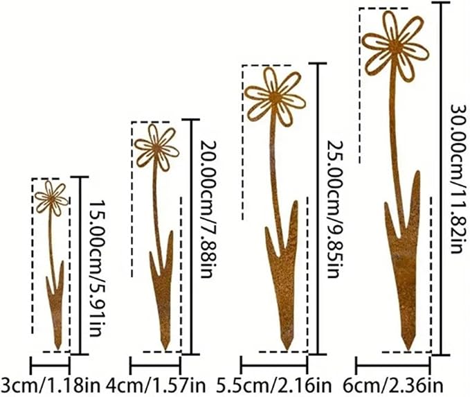 Traditional Iron Flower Stake Weather-Resistant, Decor & Holiday Yard Art for Easy Outdoor Use Artistic Garden Paths Markers Stakes